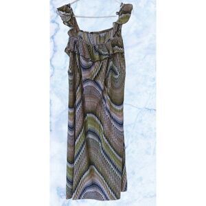 Green, brown & black abstract dress